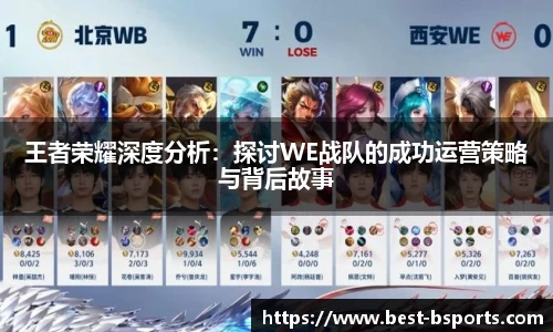 王者荣耀深度分析：探讨WE战队的成功运营策略与背后故事